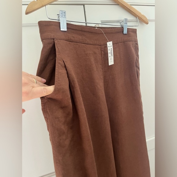 Madewell Petite Pull-On Straight Crop Pants in Linen Blend Size 2P brown NWT - Picture 3 of 9
